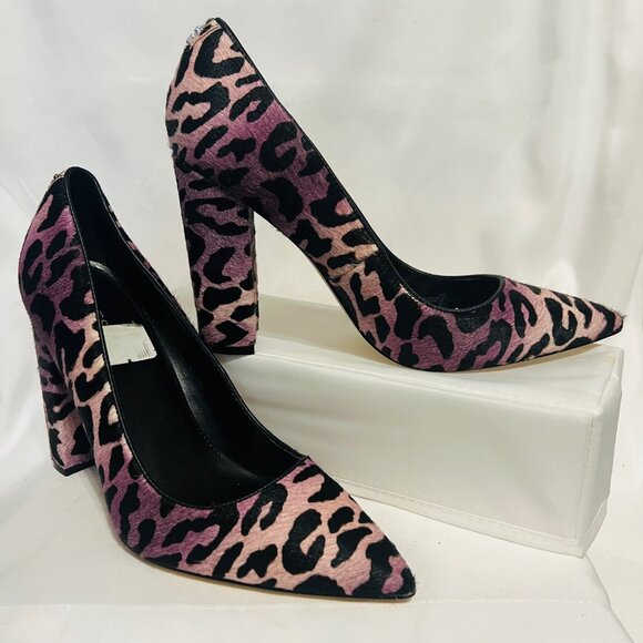 Guess Abagail Y2 Dark Purple/Black Real Calf Fur Animal Print Hide-Leather-Sz. 9 - Picture 12 of 16
